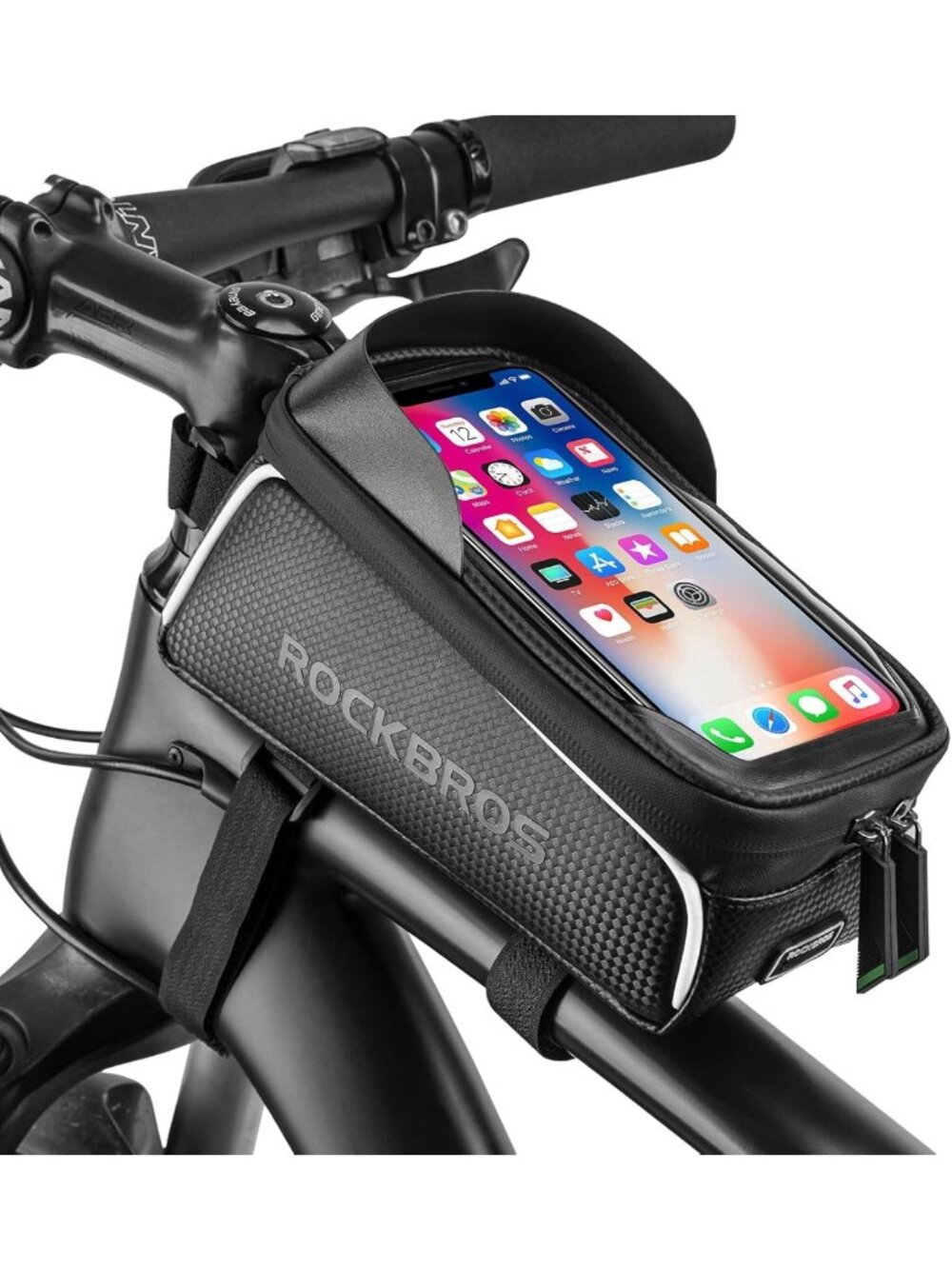 Waterproof Bike Phone Front Frame Bag - Tube Cycling Pouch for Easy Access